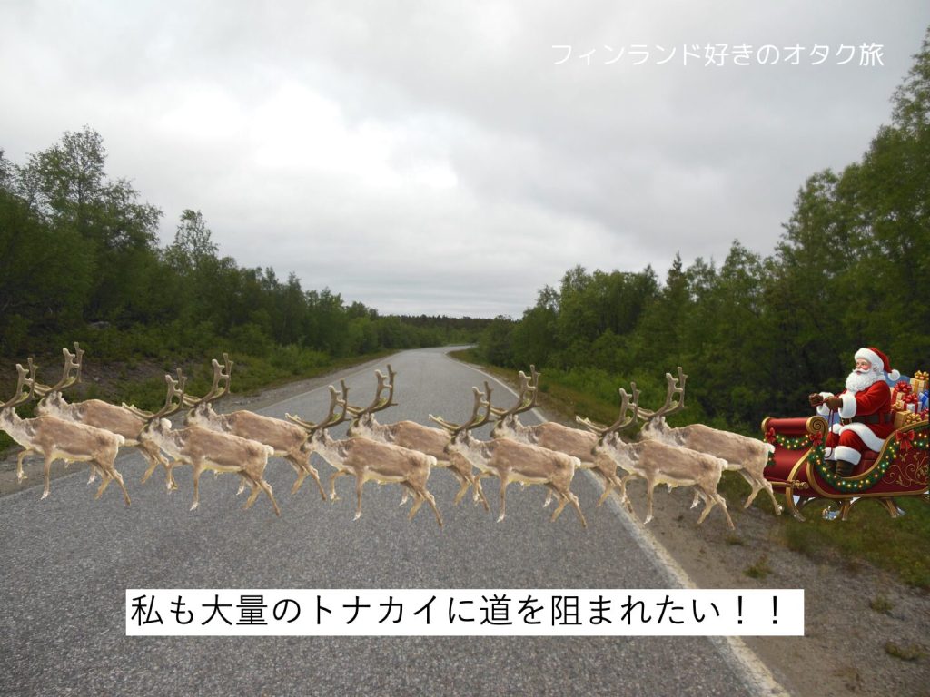 トナカイが道を塞ぐ様子（イメージ図）。