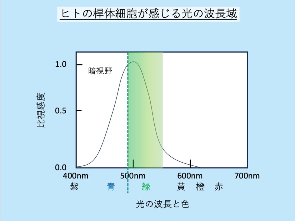 暗視野と緑色の光の波長域